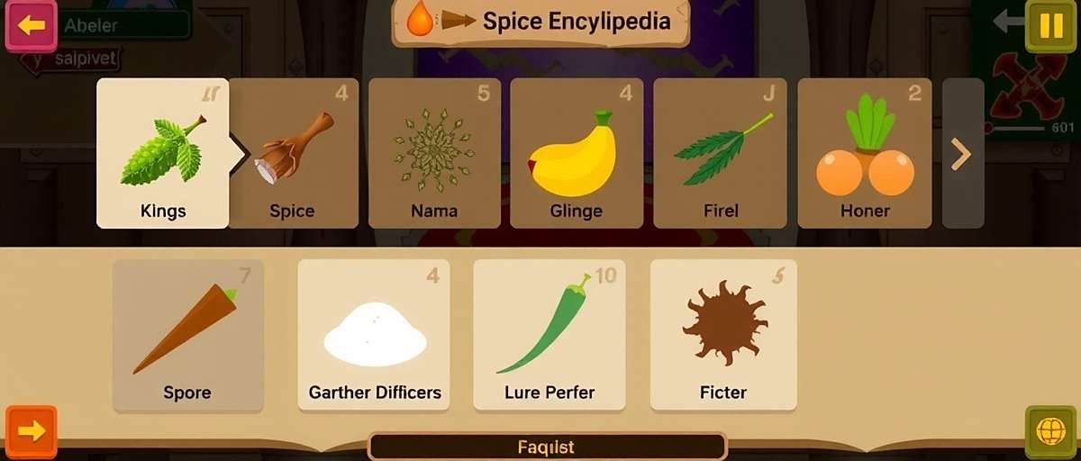 Screenshot showing the spice encyclopedia feature in Cumin Adventure Spice Odyssey