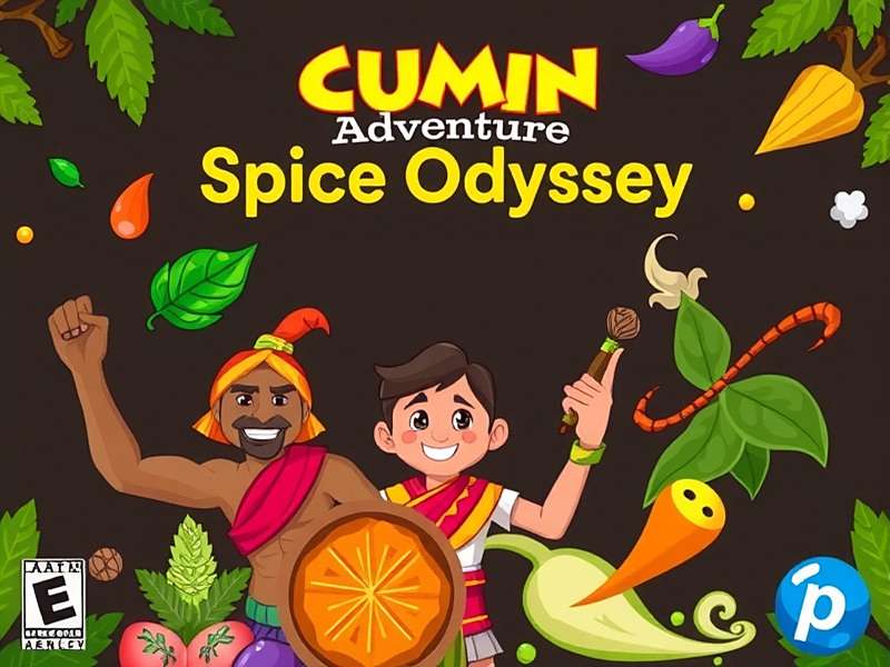 Cumin Adventure Spice Odyssey game cover showing various Indian spices and game characters